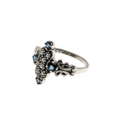 Blue Skies Over The Sea - Estate Sterling Silver Natural London Blue Topaz & Seed Pearl Ring (ER413)