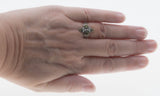 Green Flash Sunrise Over The Sea - Estate Sterling Silver Natural Peridot & Seed Pearl Ring (ER414)