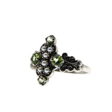 Green Flash Sunrise Over The Sea - Estate Sterling Silver Natural Peridot & Seed Pearl Ring (ER414)