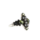 Green Flash Sunrise Over The Sea - Estate Sterling Silver Natural Peridot & Seed Pearl Ring (ER414)