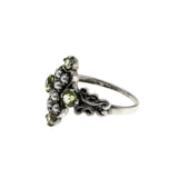 Green Flash Sunrise Over The Sea - Estate Sterling Silver Natural Peridot & Seed Pearl Ring (ER414)