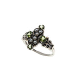 Green Flash Sunrise Over The Sea - Estate Sterling Silver Natural Peridot & Seed Pearl Ring (ER414)