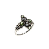 Green Flash Sunrise Over The Sea - Estate Sterling Silver Natural Peridot & Seed Pearl Ring (ER414)