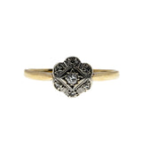 Intricate Daisy - Edwardian English 18K Gold Platinum Natural Diamond Daisy Cluster  Ring (EDR085)