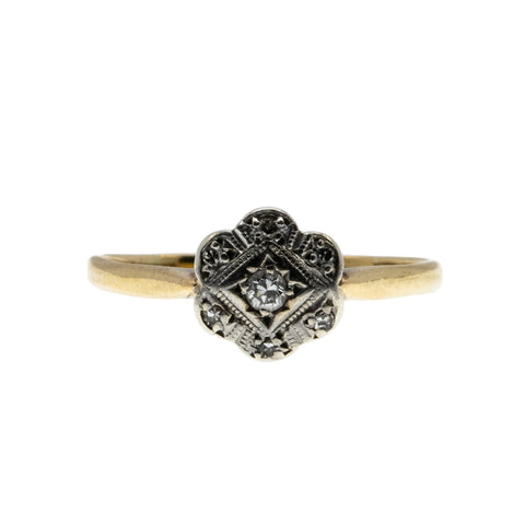 Intricate Daisy - Edwardian English 18K Gold Platinum Natural Diamond Daisy Cluster  Ring (EDR085)