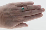 Electrifying - Vintage Platinum Natural Emerald & Diamond Ring (VR806)