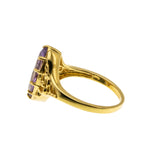 Marquise Royale - Estate 24K Gold Plate Over Sterling Silver Natural Amethyst Filigree Ring (ER416)