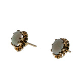 Opalescent Coronets - Vintage English 9K Gold Natural Australian Opal Stud Earrings (VE482)