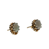Opalescent Coronets - Vintage English 9K Gold Natural Australian Opal Stud Earrings (VE482)