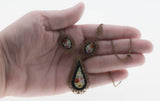 Floreale Tesoro - Victorian Italian Brass & Copper Micro-Mosaic Glass Floral Filigree Necklace (VICN059)