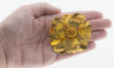 Full Bloom - Estate Signed 'IVANA' Gold Plated Pink Crystal Rhinestone Enamel Flower Brooch/Pendant (EBR001)