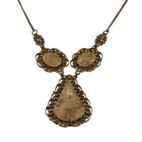 Floreale Tesoro - Victorian Italian Brass & Copper Micro-Mosaic Glass Floral Filigree Necklace (VICN059)