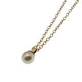 Snow Drop - Vintage 14K Gold Cultured Pearl Pendant & 14K GF Chain (VP249)
