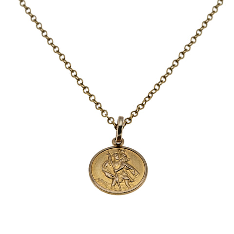 Traveller's Amulet - Vintage 10K Gold 'Saint Christopher' Pendant & 14K GF Chain (VP251)