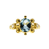 Topaz Royale - Estate 24K Gold Plate Over Sterling Silver Natural Sky Blue Topaz & White Topaz  Intricate Ring (ER419)
