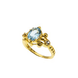 Topaz Royale - Estate 24K Gold Plate Over Sterling Silver Natural Sky Blue Topaz & White Topaz  Intricate Ring (ER419)