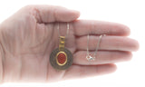 19th Century Amulet  - Victorian Silver Coin & Glass Gilt Pendant And Chain (VICP106)
