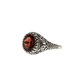 Garnet Coronet - Estate Sterling Silver Natural Garnet Filigree Ring (ER420)