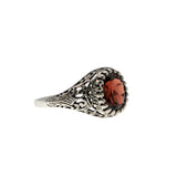 Garnet Coronet - Estate Sterling Silver Natural Garnet Filigree Ring (ER420)