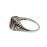 Garnet Coronet - Estate Sterling Silver Natural Garnet Filigree Ring (ER420)