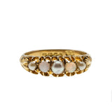 On This Day In 1903 - Edwardian 18K Gold Natural Pearl & Opal Ring (EDR067)