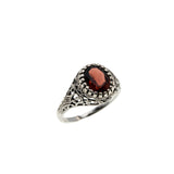 Garnet Coronet - Estate Sterling Silver Natural Garnet Filigree Ring (ER420)