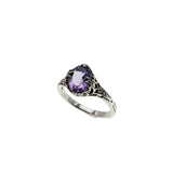 Sweet Lavender - Estate Sterling Silver Natural Amethyst Filigree Ring (ER421)