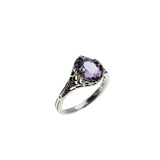 Sweet Lavender - Estate Sterling Silver Natural Amethyst Filigree Ring (ER421)