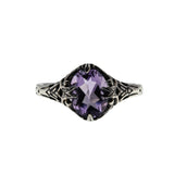Sweet Lavender - Estate Sterling Silver Natural Amethyst Filigree Ring (ER421)