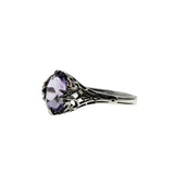 Sweet Lavender - Estate Sterling Silver Natural Amethyst Filigree Ring (ER421)