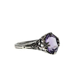 Sweet Lavender - Estate Sterling Silver Natural Amethyst Filigree Ring (ER421)