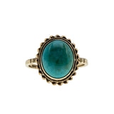 Robins Egg Blue - Vintage English 9K Gold Natural Turquoise Cabochon Ring (VR1027)