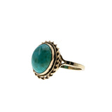 Robins Egg Blue - Vintage English 9K Gold Natural Turquoise Cabochon Ring (VR1027)