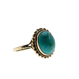 Robins Egg Blue - Vintage English 9K Gold Natural Turquoise Cabochon Ring (VR1027)