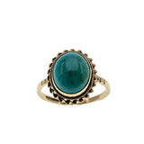 Robins Egg Blue - Vintage English 9K Gold Natural Turquoise Cabochon Ring (VR1027)