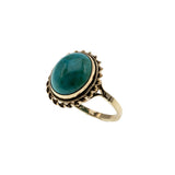 Robins Egg Blue - Vintage English 9K Gold Natural Turquoise Cabochon Ring (VR1027)
