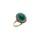 Robins Egg Blue - Vintage English 9K Gold Natural Turquoise Cabochon Ring (VR1027)