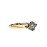 Sparkling Daisy - Edwardian English 18K Gold Platinum Natural Old European Cut Diamond Flower Cluster Ring (EDR087)