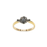 Sparkling Daisy - Edwardian English 18K Gold Platinum Natural Old European Cut Diamond Flower Cluster Ring (EDR087)