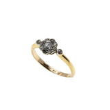 Sparkling Daisy - Edwardian English 18K Gold Platinum Natural Old European Cut Diamond Flower Cluster Ring (EDR087)