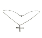 Faith & Devotion- Vintage Silver Plated Crystal Rhinestone Cross Pendant & Chain (VP252)