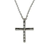 Faith & Devotion- Vintage Silver Plated Crystal Rhinestone Cross Pendant & Chain (VP252)