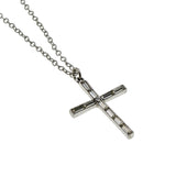 Faith & Devotion- Vintage Silver Plated Crystal Rhinestone Cross Pendant & Chain (VP252)