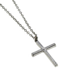 Faith & Devotion- Vintage Silver Plated Crystal Rhinestone Cross Pendant & Chain (VP252)