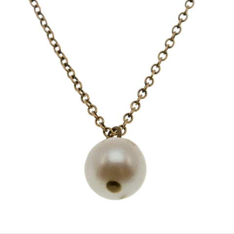 Snow - Vintage Gold Filled Genuine Cultured Pearl Pendant & Chain (VP253)