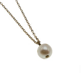 Snow - Vintage Gold Filled Genuine Cultured Pearl Pendant & Chain (VP253)