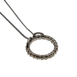 Circle Of Life - Estate Silver Tone Crystal Rhinestone Pendant & Sterling Silver Chain (EP080)