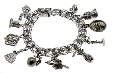 Life's Story - Vintage Sterling Silver Charm Bracelet (VB079)