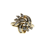 Sparkling Ribbons  - Vintage 14K Gold Natural Diamond Ring (VR1028)