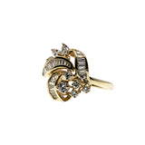 Sparkling Ribbons  - Vintage 14K Gold Natural Diamond Ring (VR1028)
